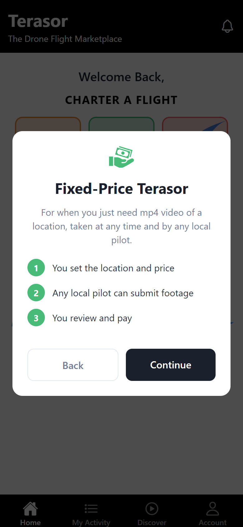 Fixed-Price Terasor explainer in the Terasor app